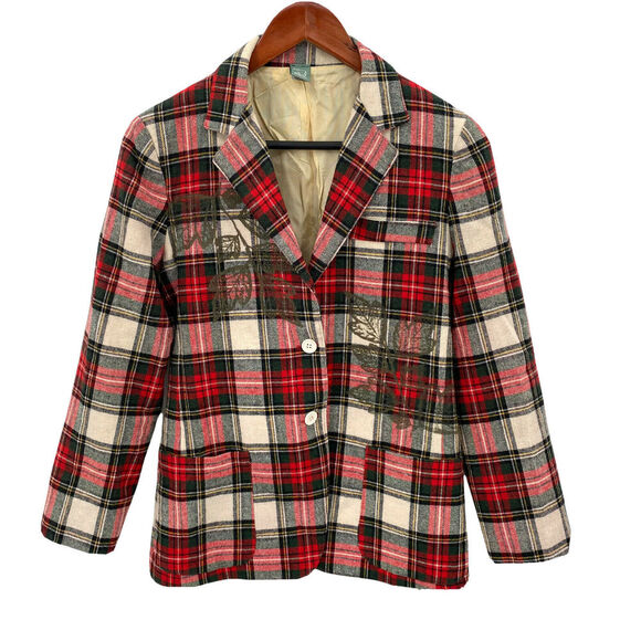 Urban Outfitters Urban Renewal Plaid Wool Blazer Jacket - Picture 1 of 6